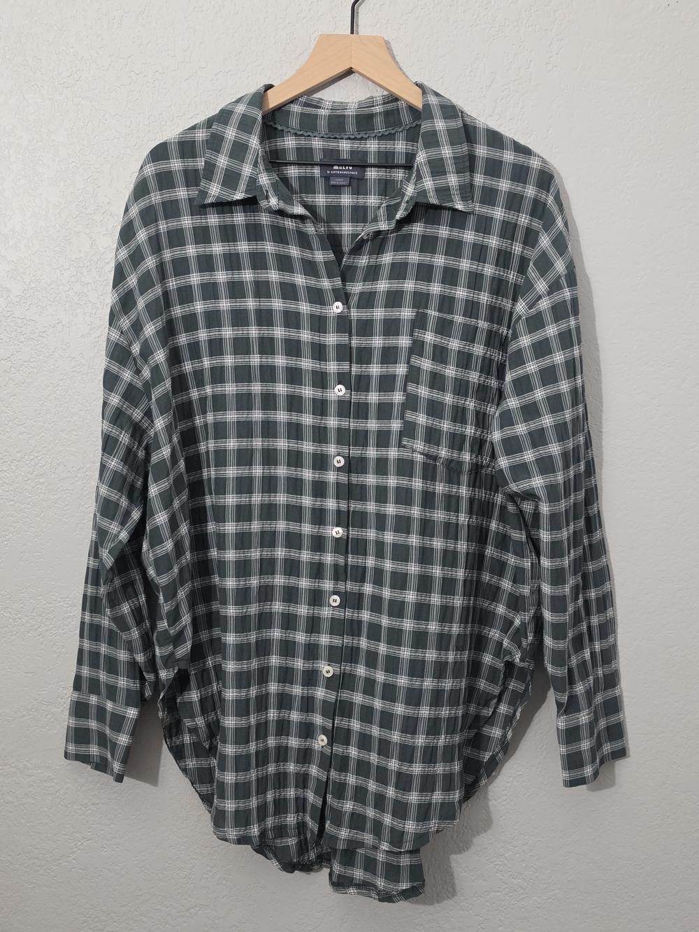 Anthropologie Maeve The Bennett Buttondown Shirt Plaid Edition Green Womens XL - Picture 5 of 13